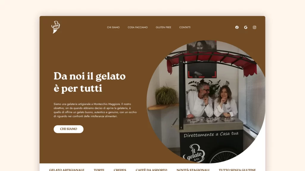 Schermata sito web Il Gelato & Co